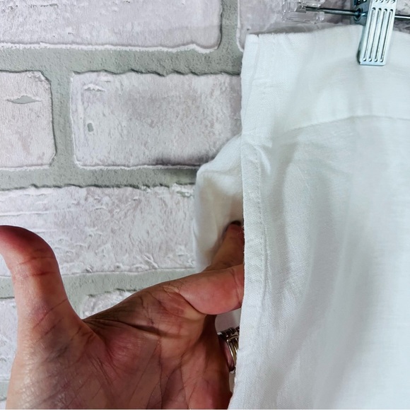 Flax Linen Pull on Full Length Straight Leg Pants in White Size M - Picture 6 of 9